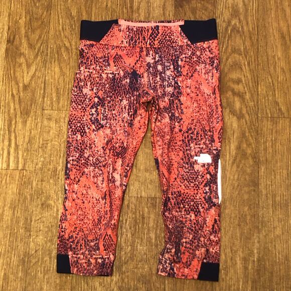 The North Face Orange Blue Abstract Motus Athletic Capri Leggings Size Small - Picture 3 of 15